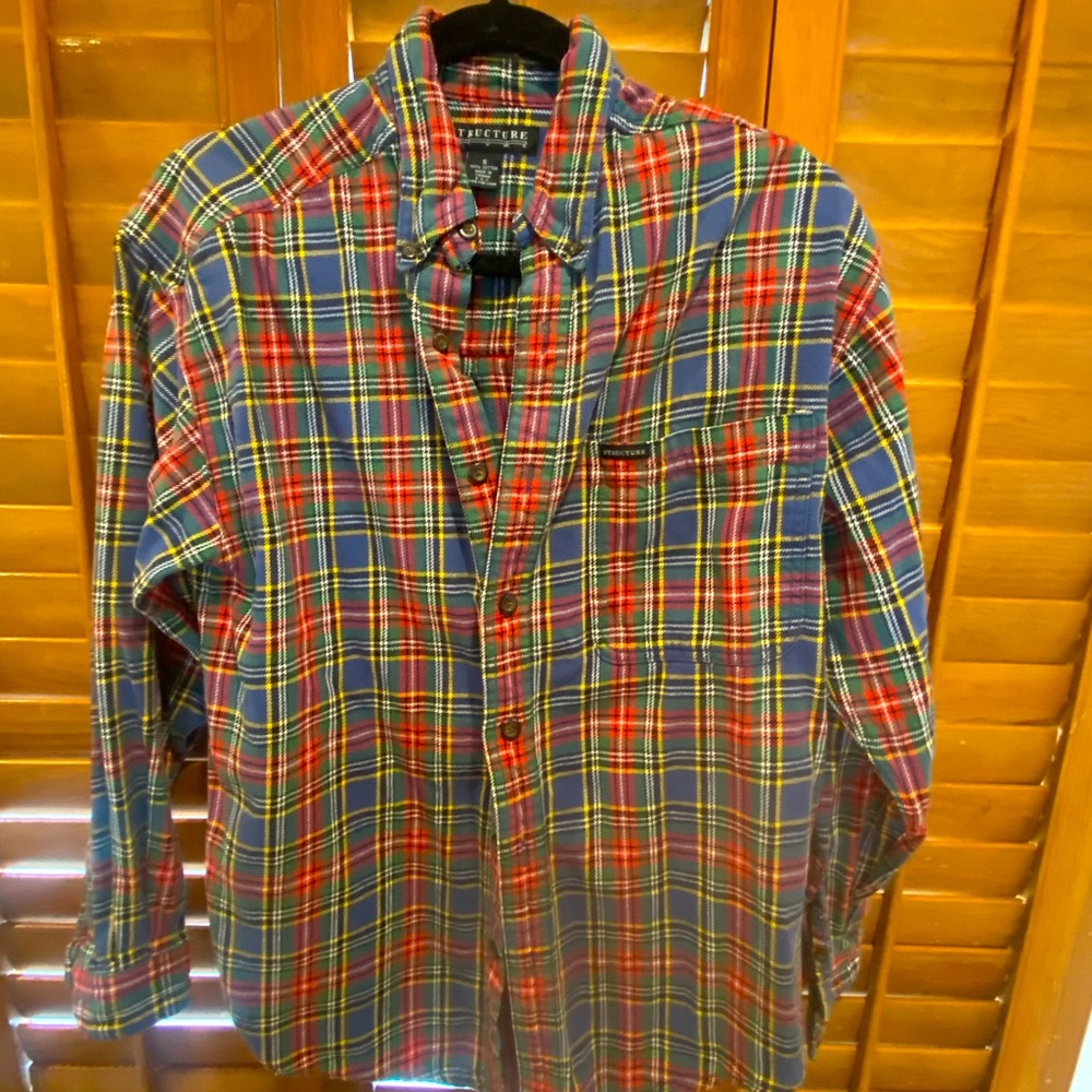 STRUCTURE plaid flannel! Unisex! Not too thick/not too thin- EXCELLENT SHAPE🤠